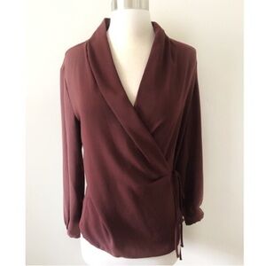 Aritzia Wilfred Burgundy Wrap Top